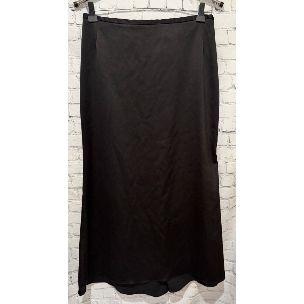 JS Collections Women's Size 12 Black Maxi Skirt Rear Box Pleat Stretchy